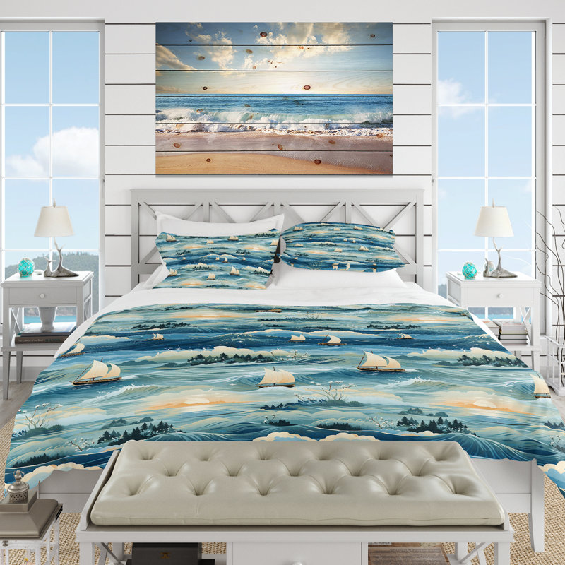 Ensemble de housse de couette Coastal Tranquility Seaside Landscape I - Coastal