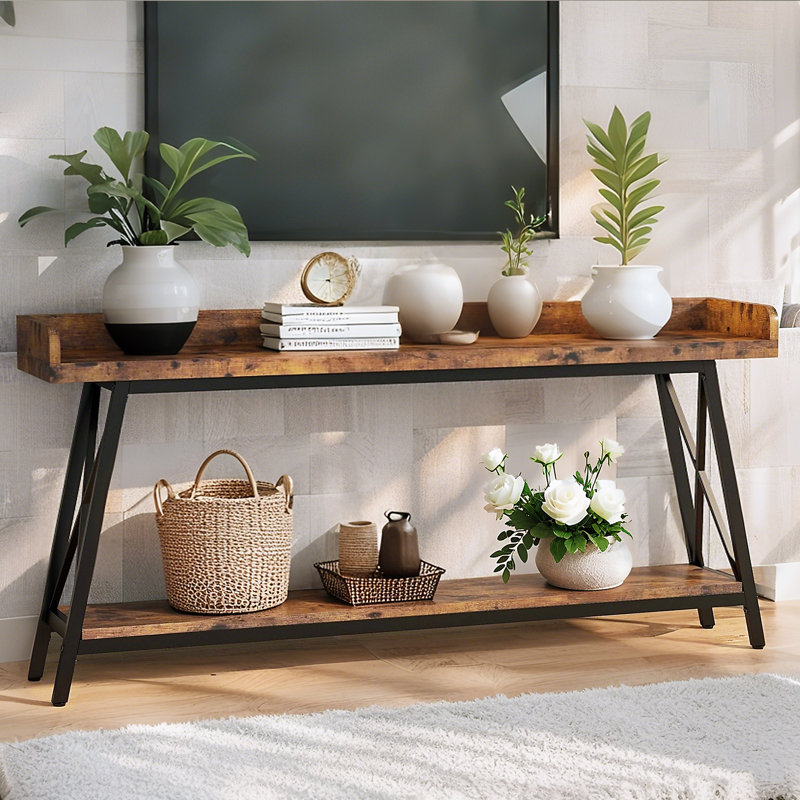 Console de 70,9 po de long, canapé derrière le canapé avec tablette de rangement à 2 niveaux, table d'entrée étroite pour le salon