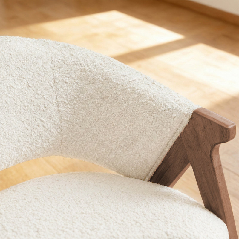 Fauteuil demi-tonneau 26 po Mid Century, Brun, Beige