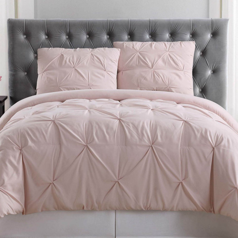 Truly Soft Pleated Blush King Comforter Set, Blush, King + 2 King Shams