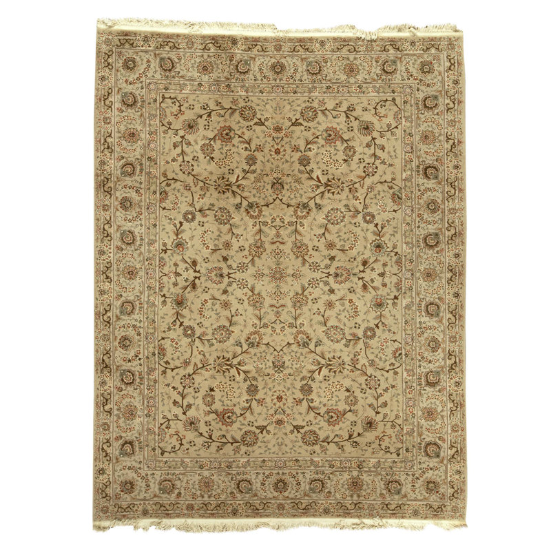 Hand Knotted Wool Oriental Area Rug in Beige