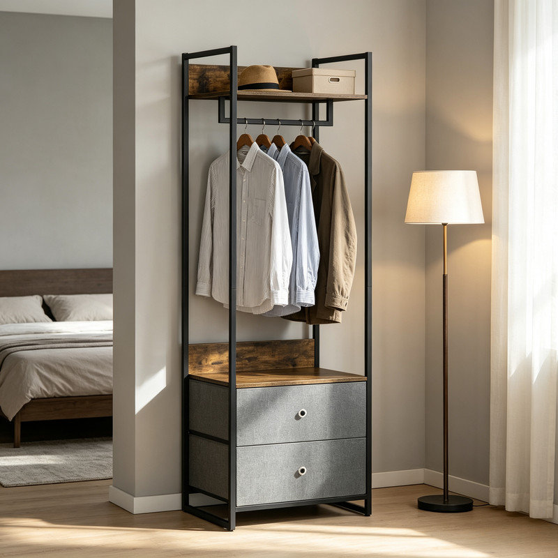 46" Powder Coated Steel Clothes Rack