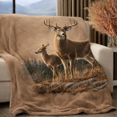 Jeté en molleton ultra doux, magnifique cerf, chasse chaude