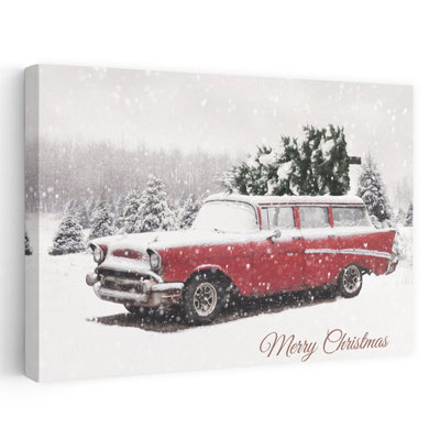 Bringing Home The Tree Abstract Contemporary Christmas Tree Winter Art, paysage