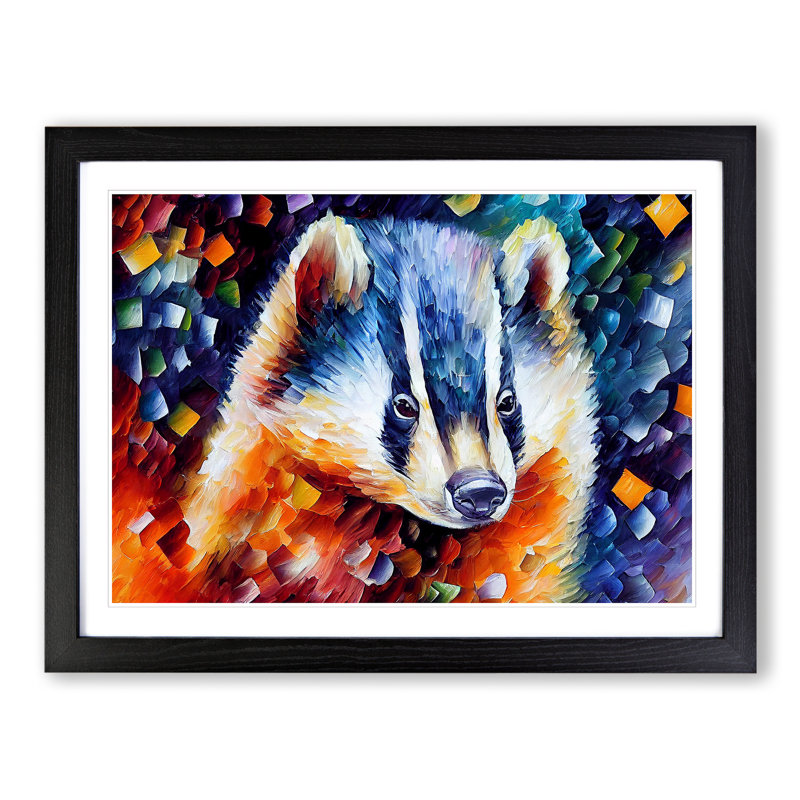 Badger Painting Abstract - Framed Print, Black, 46cm H x 64cm W x 2cm D