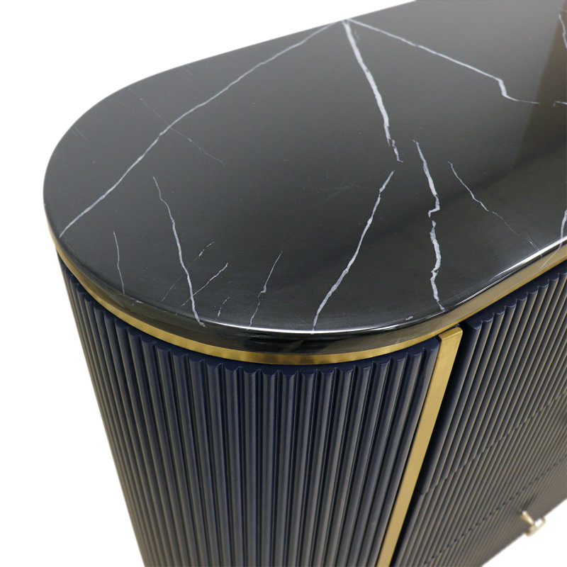 Theodore Marble Top Sideboard, Black