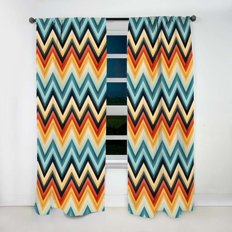 Motif à chevrons Retro Revival - Rideau à chevrons - Rideau à chevrons obscurcissant - 1 panneau, L 52 po x L 63 po