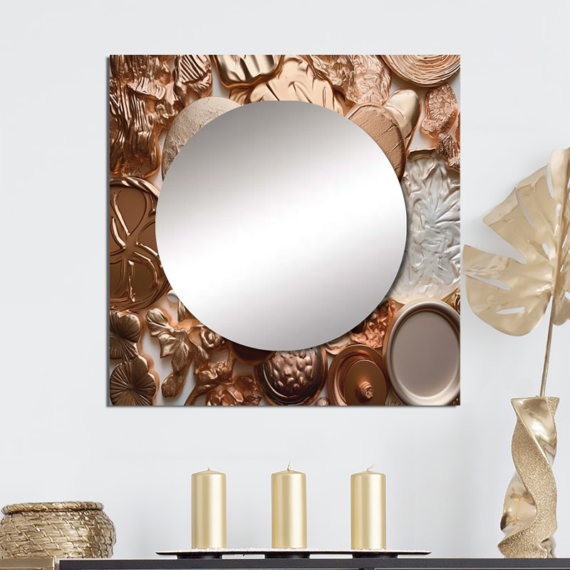 Mudsay - Grand miroir carré géométrique moderne pour décoration murale, 23 po x 23 po