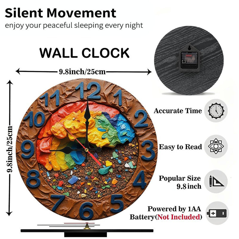 Rainbow Pebble Mosaic Wall Clock