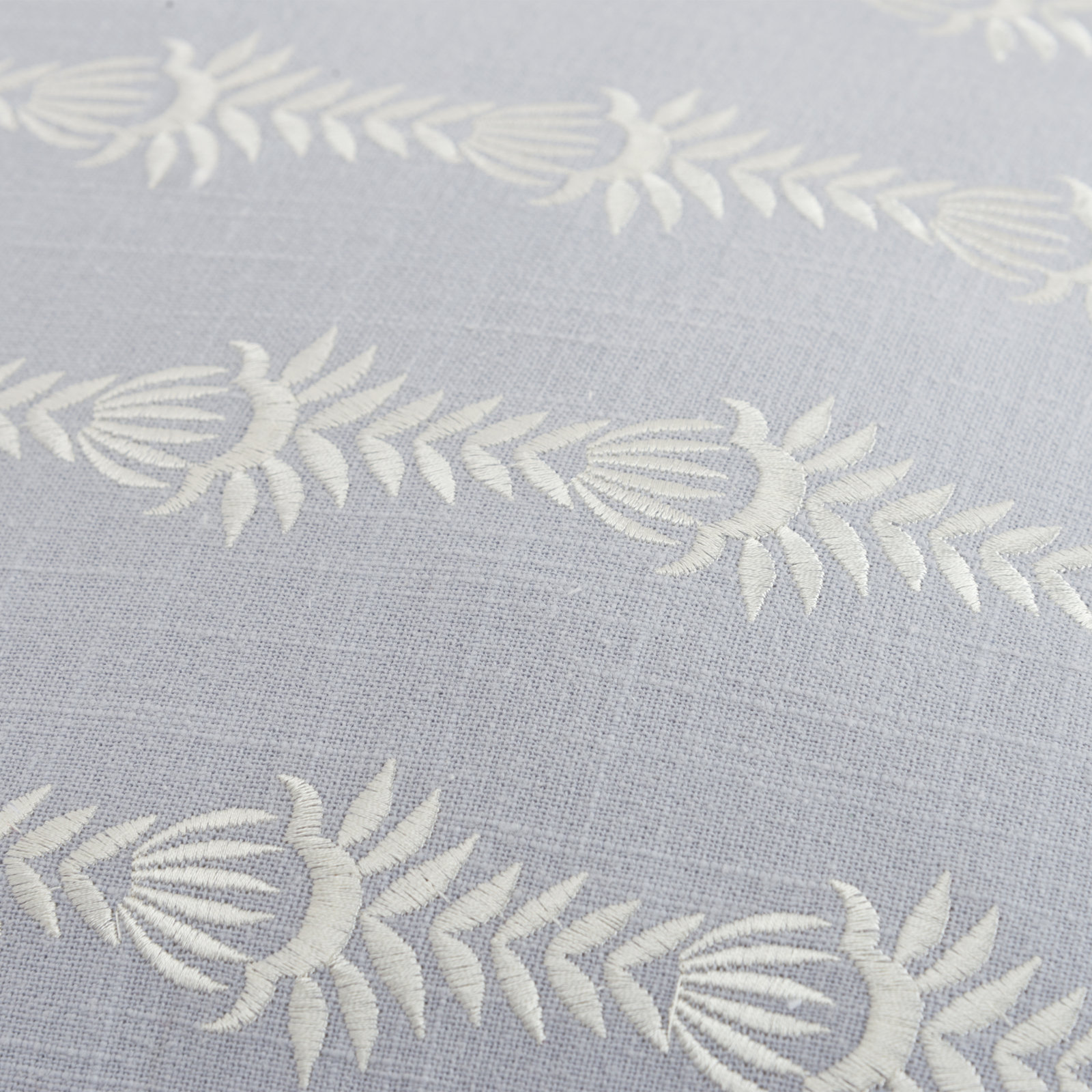 Tasha Embroidered Cotton Throw Pillow, Light Blue