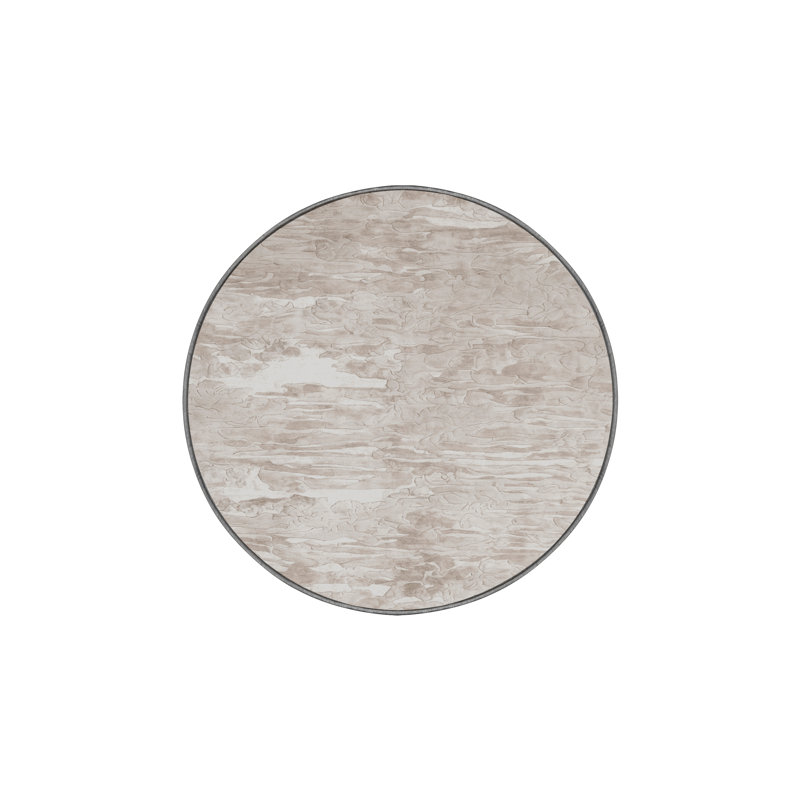 Tapis gris soyeux et moelleux, Rond 5 pi