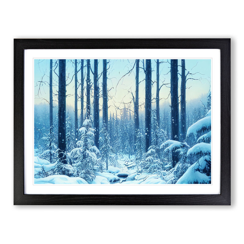 XH1022-9677X Virtuous Winter Forest - Single Picture Frame Print, 34cm H x 46cm W, Black
