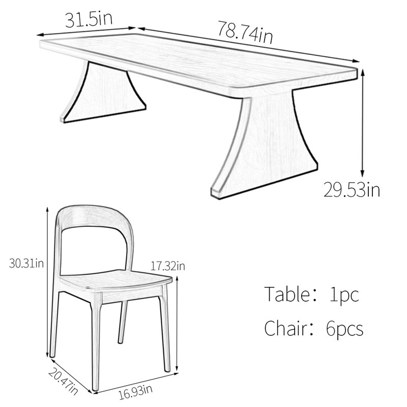 Ensemble de table de salle à manger en bois de noyer massif