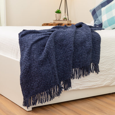 Chenille Hand Woven Throw Blanket