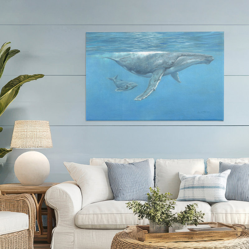 Toile sous-marine à baleine à bosse, conception de David Stribble, H 30 po x l 45 po