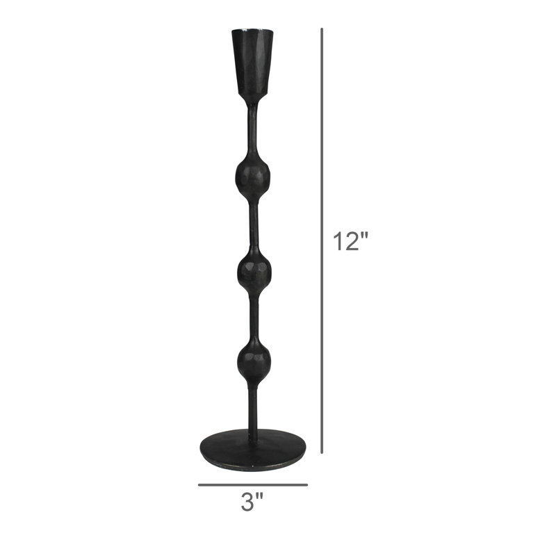 Rustic Iron Candlestick, 12" H x 3" W x 3" D