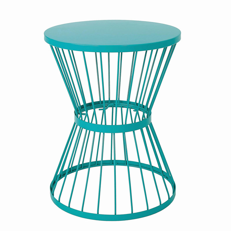 Table d'appoint en acier inoxydable 16 po, Bleu sarcelle