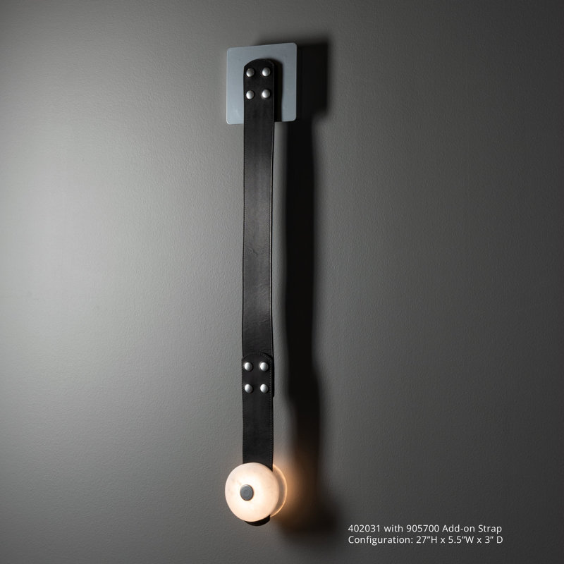 SNAPS LED Sconce, Sterling, Black Leather