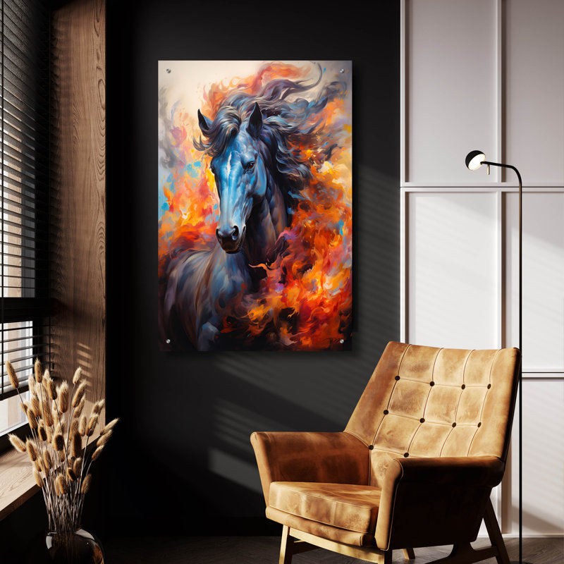 «Fire Horse» par Momart, art mural en verre acrylique, H 36 po x l 24 po x P 0,2 po