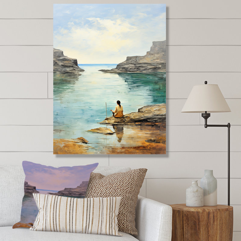 Meditation Serenity By The Sea 2 - Art mural méditation, Toile tendue, H 32 po x l 24 po x P 1 po