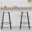 Tabouret de bar tissé à la main sans dossier, avec repose-pieds circulaire, ensemble de 2 tabourets de bar en PVC tissé (noir et beige), adapté pour une utilisation intérieure et extérieure