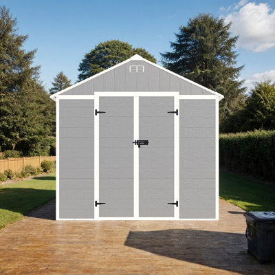 8*8Ft Resin Storage Shed with HD Window Lighting