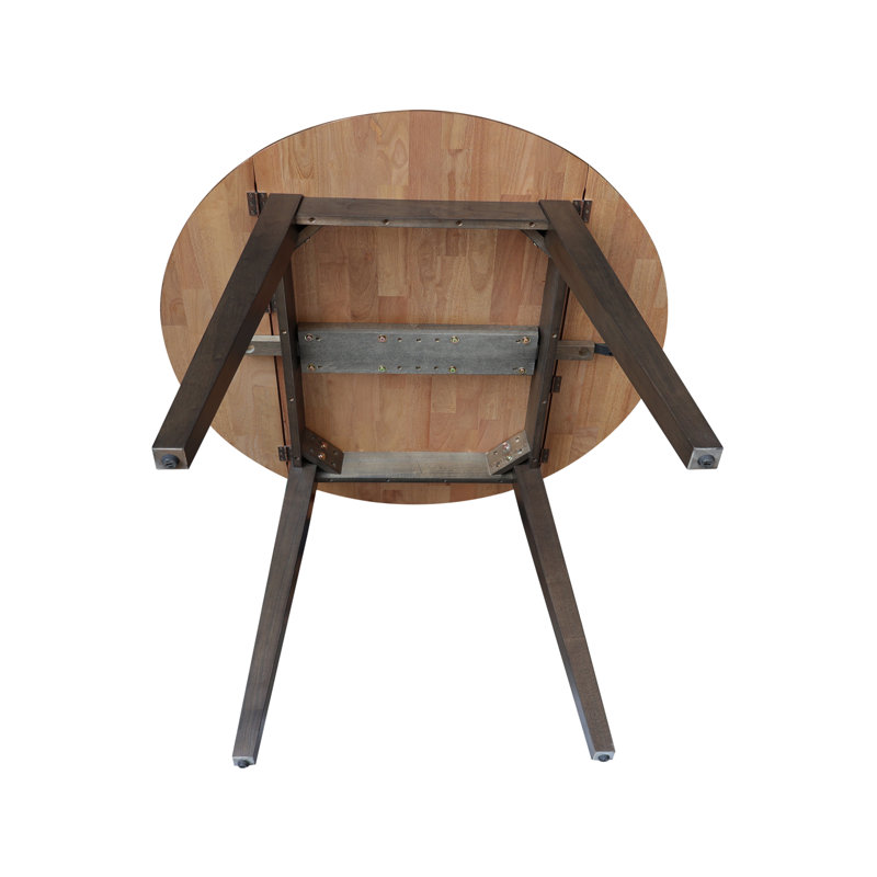 Franklinville Extendable Round Solid Wood Dining Table, Hickory/Washed Coal