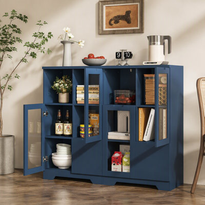 MDF Painted Cabinet With Glass Doors And Drawer Entryway Cabinet Console Cabinet Open Storage Space