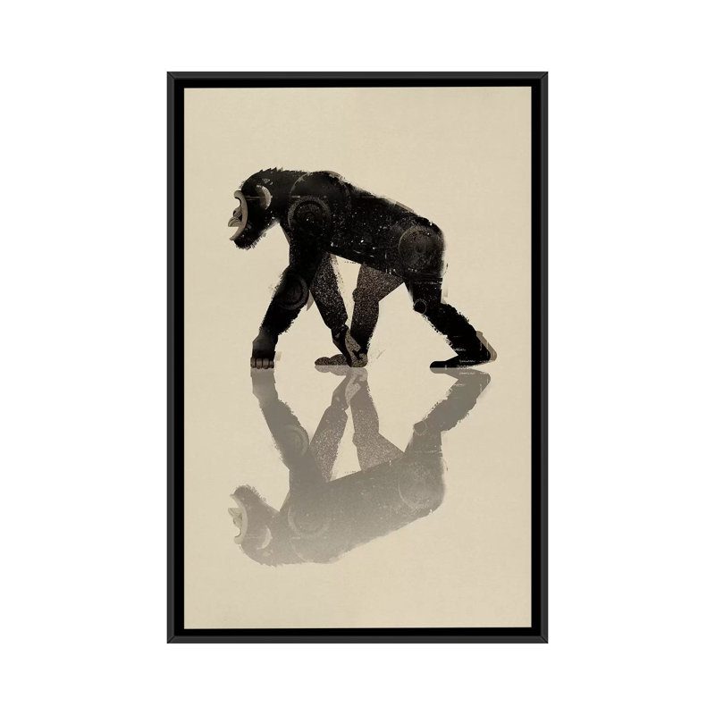 Chimp by Dieter Braun - Print on Canvas, Black Framed, 101.6 cm H x 66.04 cm W