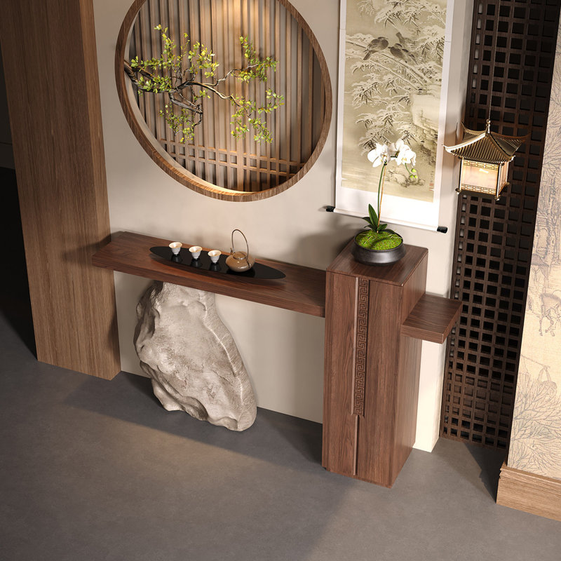 Console simple de style chinois, H 39,4 po x l 59 po x P 11,8 po