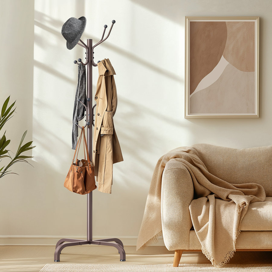 Modern Stylish Metal Freestanding Coat Rack With 15 Hooks  for Entryway, Hallway,Office and Bedroom Organization Hat, Bag and Clothes