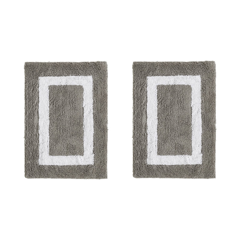 Ensemble de tapis de salle de bain réversible 100% coton Broshouse Dreen, Ensemble de 2 pièces (17 po x 24 po | 17 po x 24