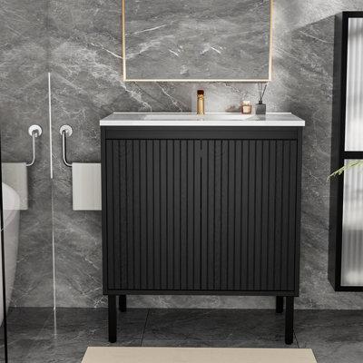 Modern Bathroom Vanity With Sink, Soft - Closing Doors For Noiseless Operation