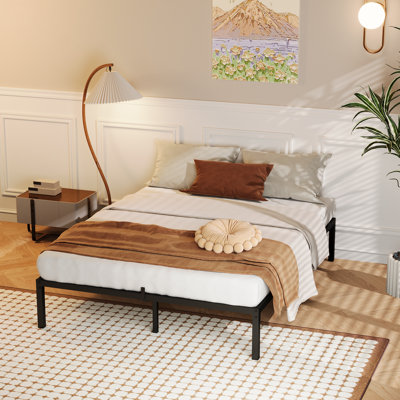 14 Inch Queen Size Metal Platform Bed Frame, Heavy Duty Bed Frame With Storage, 1000 Lbs Capacity, Noise Free Mattress Foundation With Steel Slats Supports , No Box Spring Needed