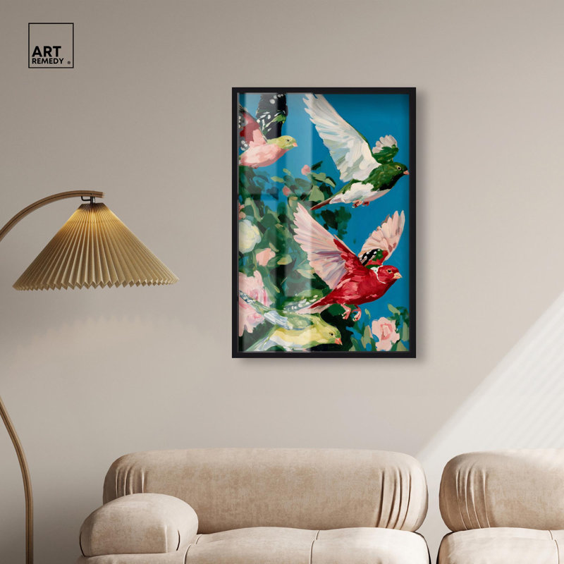 «Sky Wings Shadowbox», art mural moderne par Art Remedy, cadre noir, 24 x 36, H 37 po x l 25 po, Cadre noir