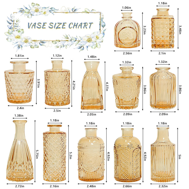 Ensemble de 12 vases Bud, Or ambre
