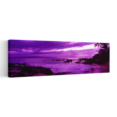 Sunset Over The Coast Makena Beach Maui Hawaii USA by Dan Merkel - Wrapped Canvas Panoramic Print