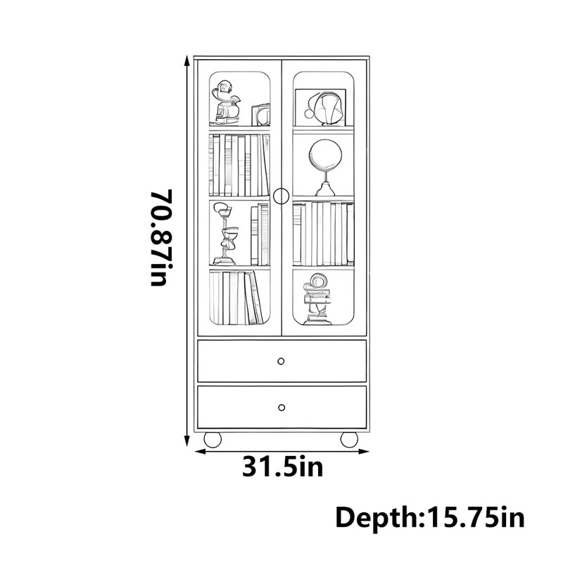 Bibliothèque à meubles de style français, (4 tablettes) H 70,87 po x l 31,5 po x P 15,75 po