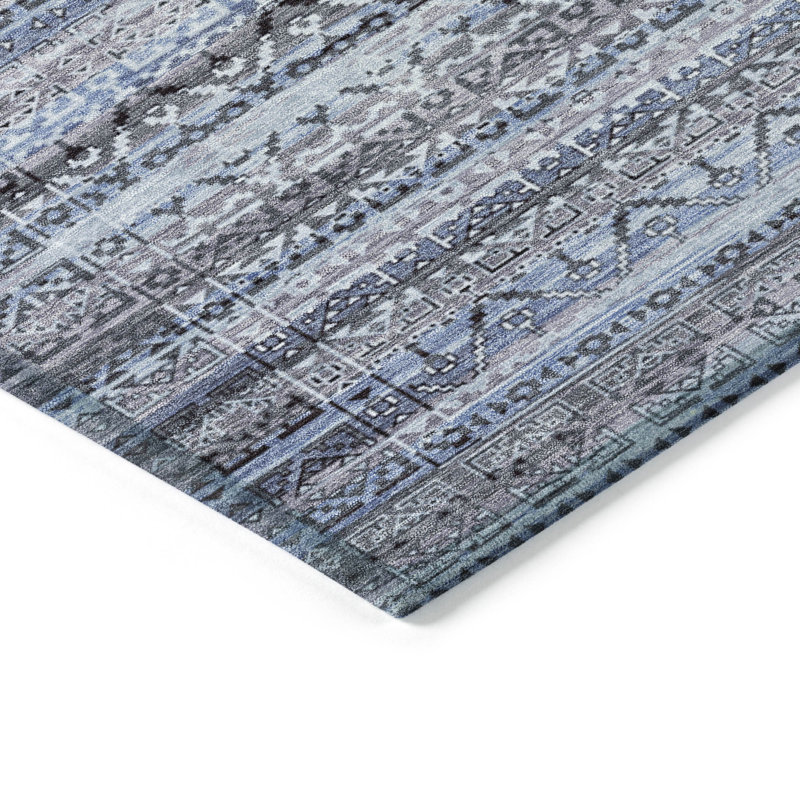 Machine Washable Indoor/Outdoor Xhevrie Blue Rug, Runner 2'3" x 7'6"
