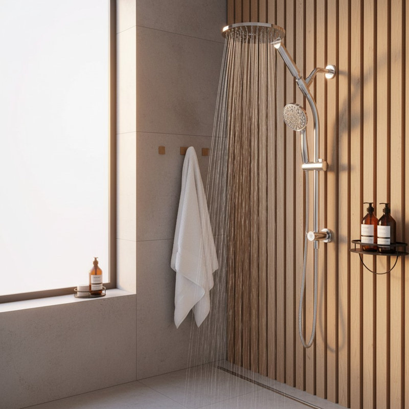 7.5" Dual Shower Head with Handheld, Rain Showerhead Shower System