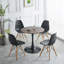 Table de salle à manger 31,5 "de style Mid-Century pour 2 à 4 personnes avec plateau rond en panneau de fibres à densité moyenne, table de salle à manger à piédestal et table basse de loisirs-1699986256