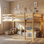 Lit mezzanine bas simple avec échelle, lit mezzanine en bois pour enfants, junior, jeunes adolescents, cadre de lit simple en bois de pin, conception peu encombrante, aucun sommier requis, assemblage facile, naturel