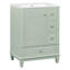 Meuble-lavabo autoportant vert 24 po avec lavabo et tiroirs, panneau de fibres à densité moyenne moderne et armoire en bois massif pour les petites salles de bain