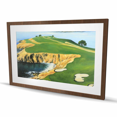 Pebble Beach Golf - reproduction encadrée avec passe-partout mat