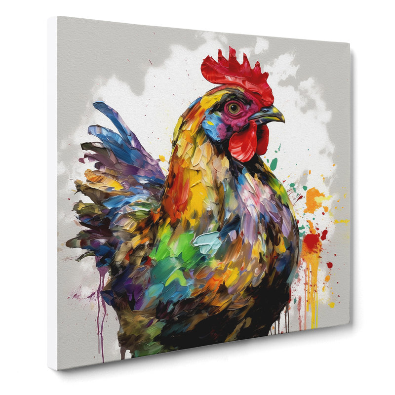 Chicken Gestural Art - Wrapped Canvas - Framed Print, 35cm H x 35cm W x 3cm D