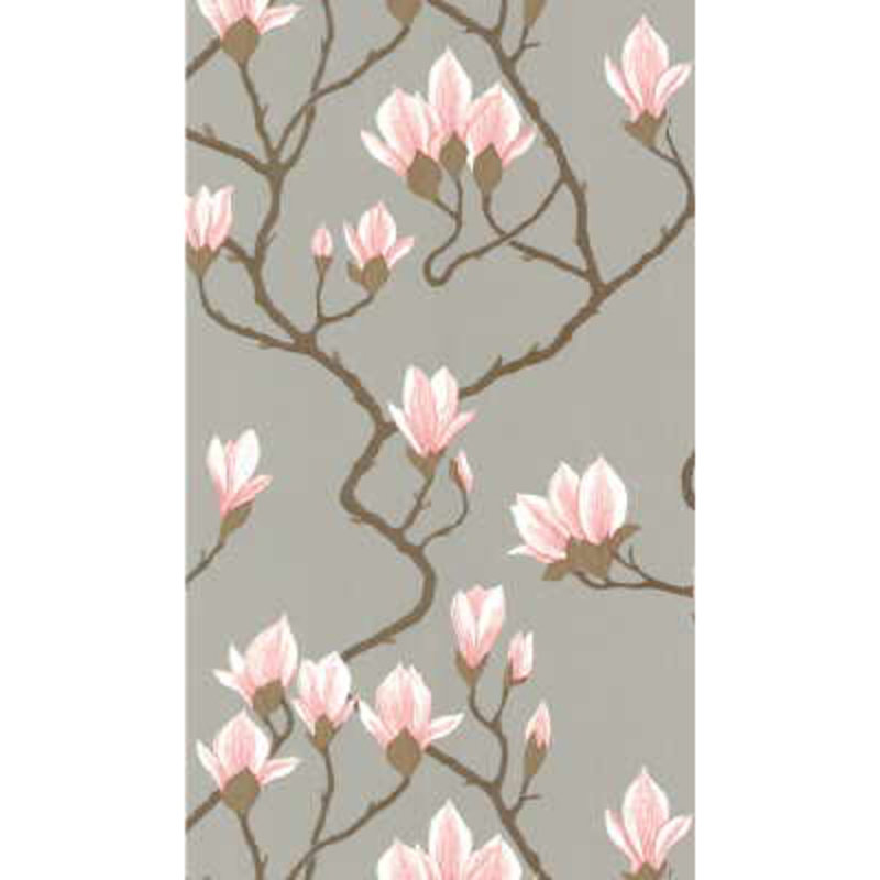 Magnolia Floral Wallpaper Roll, Gray Lustre