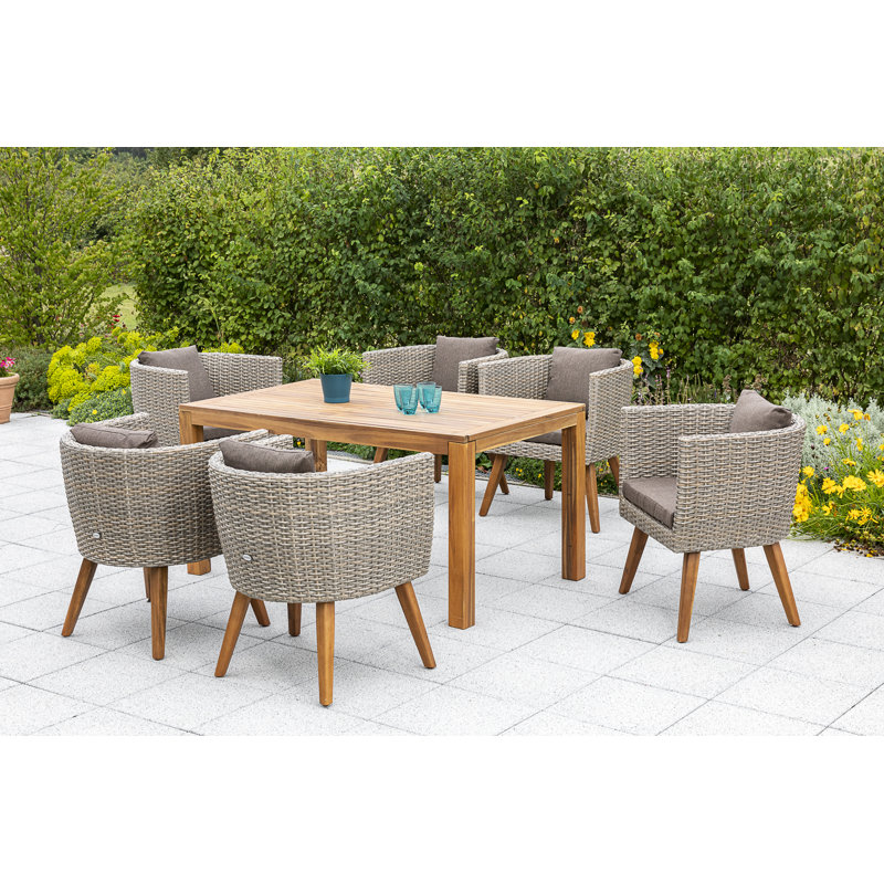 Lanora 6 - Person Patio Dining Set with Rectangular Table , Cushions Included