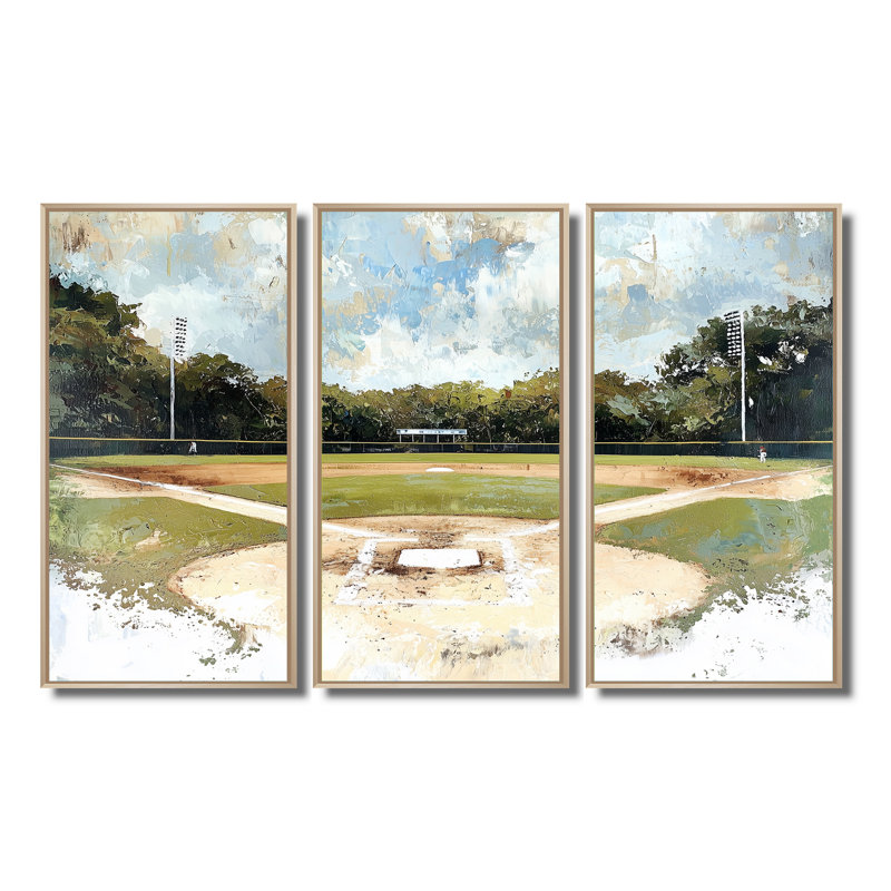 «Baseball Field Landscape - Sport Baseball», ensemble de reproduction d'art mural, H 32 po x l 48 po, Naturel