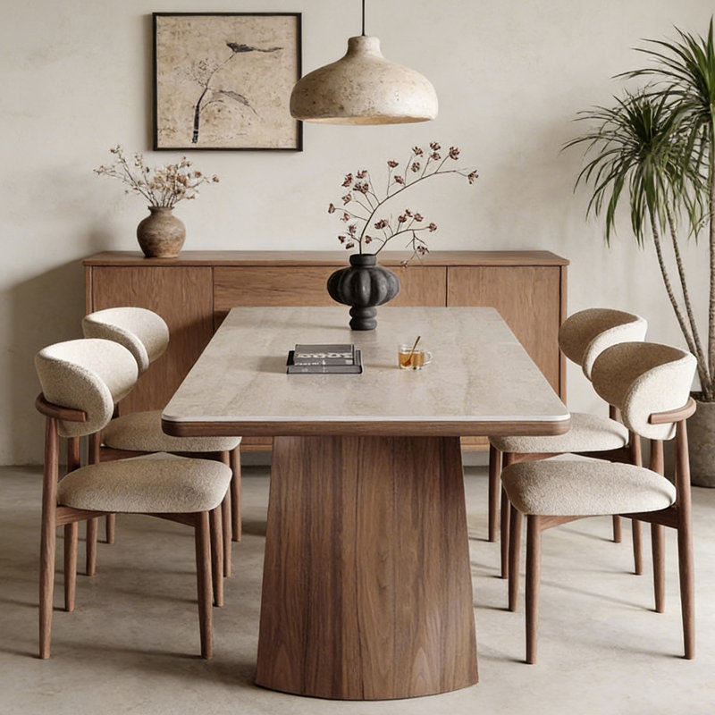 Simple and elegant dining table, 29.53"H x 55.12"L x 31.5"W