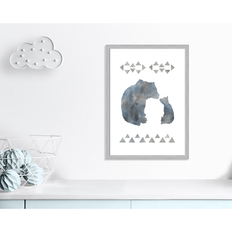 «Little Man Cave Bears», art encadré, H 34,5 po x l 24,5 po x P 0,63 po, Cadre argenté